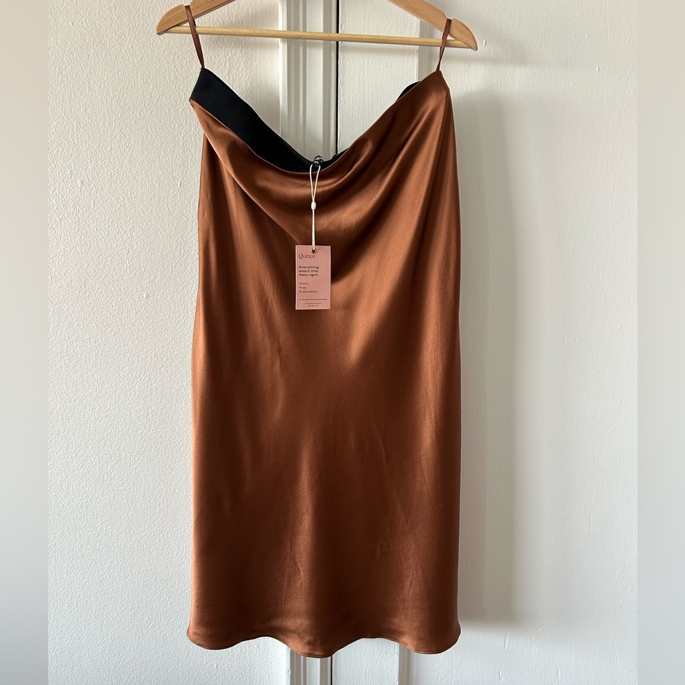 NWT 100% silk quince midi skirt, size XL, discontinued color copper brown